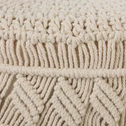 Taburete De Macramé Patas Madera 32x42Cm
