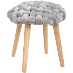 Taburete De Tricot Gris 39x43Cm