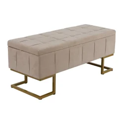 Taburete doble LUCE de terciopelo beige