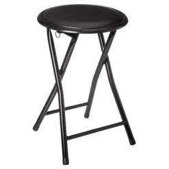 Taburete plegable negro de metal