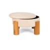 Taburete SISTELO beige de chenilla y mdf