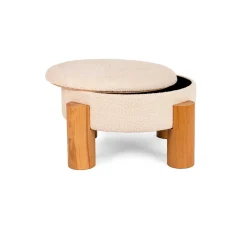 Taburete SISTELO beige de chenilla y mdf