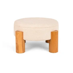 Taburete SISTELO beige de chenilla y mdf