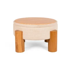 Taburete SISTELO beige de chenilla y mdf