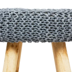 Taburete Suzette De Pino Gris 32x32x43Cm