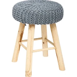 Taburete Suzette De Pino Gris 32x32x43Cm