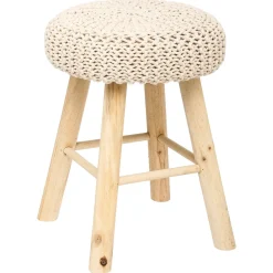 Taburete Suzette Pino Beige 32x32x43Cm