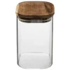 Tarro de vidrio con tapa de madera acacia 0.9L