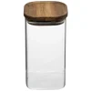 Tarro de vidrio con tapa de madera acacia 1.6L