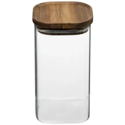 Tarro de vidrio con tapa de madera acacia 1.6L