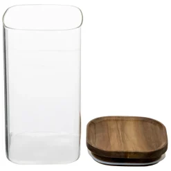 Tarro de vidrio con tapa de madera acacia 1.6L