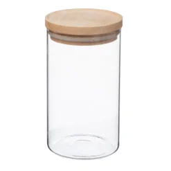 Tarro de vidrio hermético con tapa de madera 1l