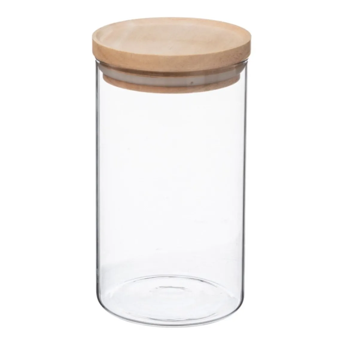 Tarro de vidrio hermético con tapa de madera 1l