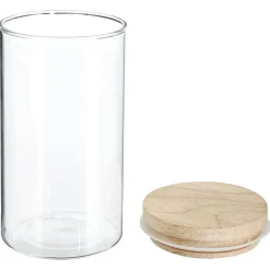 Tarro de vidrio hermético con tapa de madera 1l