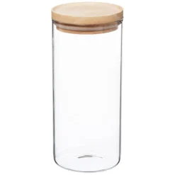 Tarro de vidrio hermético c/tapa de madera 1.3l