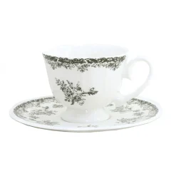 Taza con platillo FLORA verde