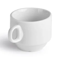 Taza de café apilable de porcelana blanca 9cl