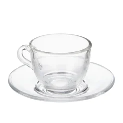 Taza de café con platillo de vidrio 85ml