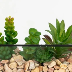Terrario de metal negro c/plantas artificiales PIA