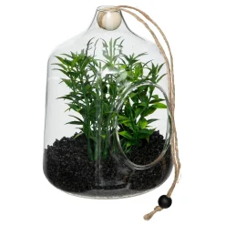 Terrario de vidrio con plantas artificiales NALY