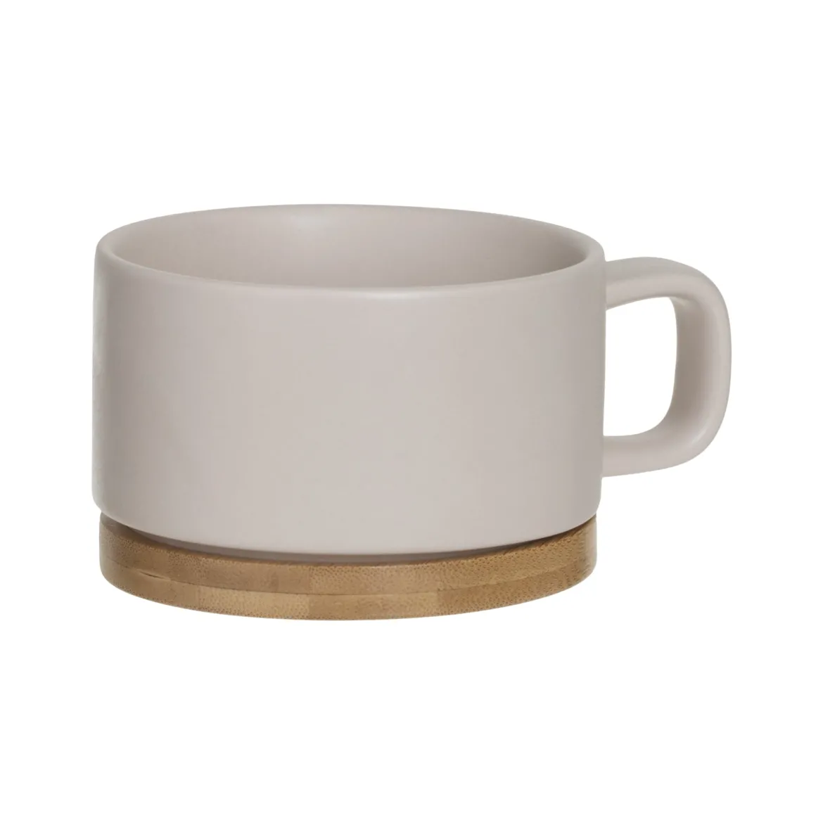 Tetera+Taza Cerámica Rosa C/Base Bambú