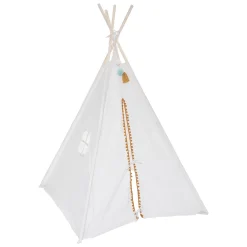 Tienda TIPI blanca con pompones