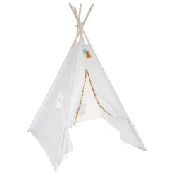 Tienda TIPI blanca con pompones