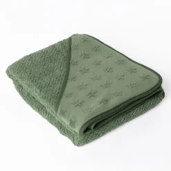Toalla de baño con capucha verde con estrellas