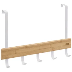 Toallero WC Acero y Bambú Blanco y Beige