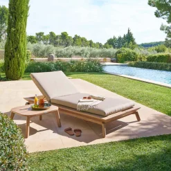 Tumbona MANISSA beige de aluminio