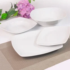 Vajilla 19 Pzas Cuadradas Blanca