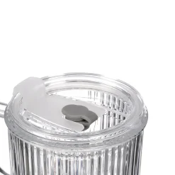 Vaso de vidrio con tapa y pajita 430ml