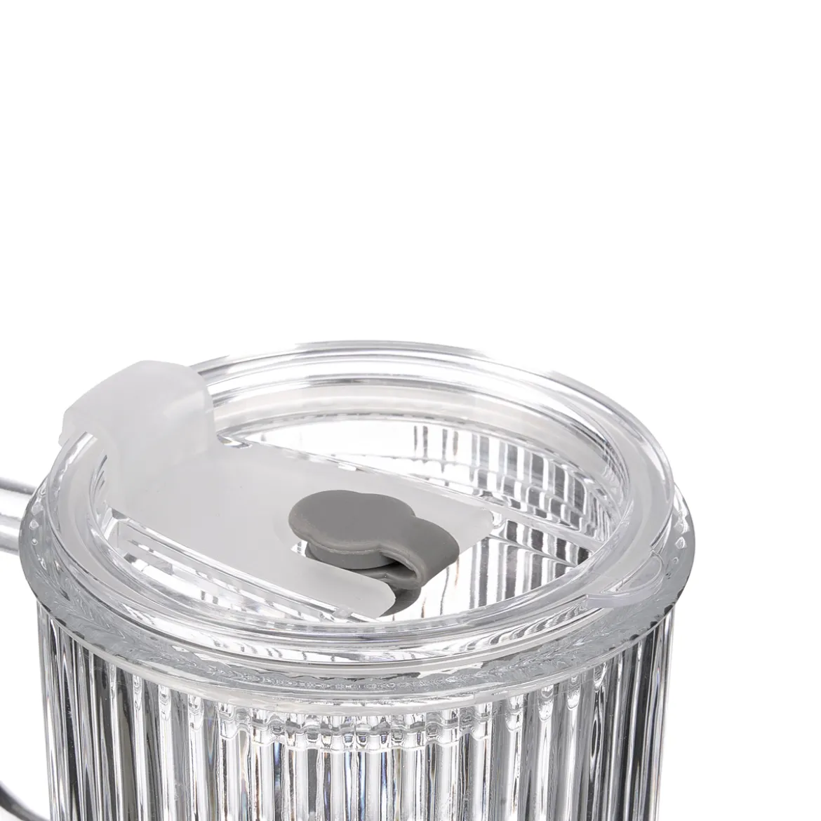 Vaso de vidrio con tapa y pajita 430ml
