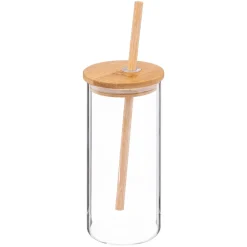 Vaso De Vidrio C/Tapa+Pajita 40 Cl