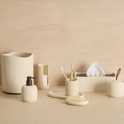 Vaso para cepillo de dientes OLEYA beige