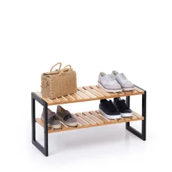 Zapatero Apilable Bambú/Metal 70x26x34.5